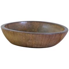 Oversized Wooden Bowl Carved from a Single Piece of Wood