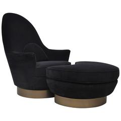 Milo Baughman Bronze Base Swivel Chair with Ottoman 7