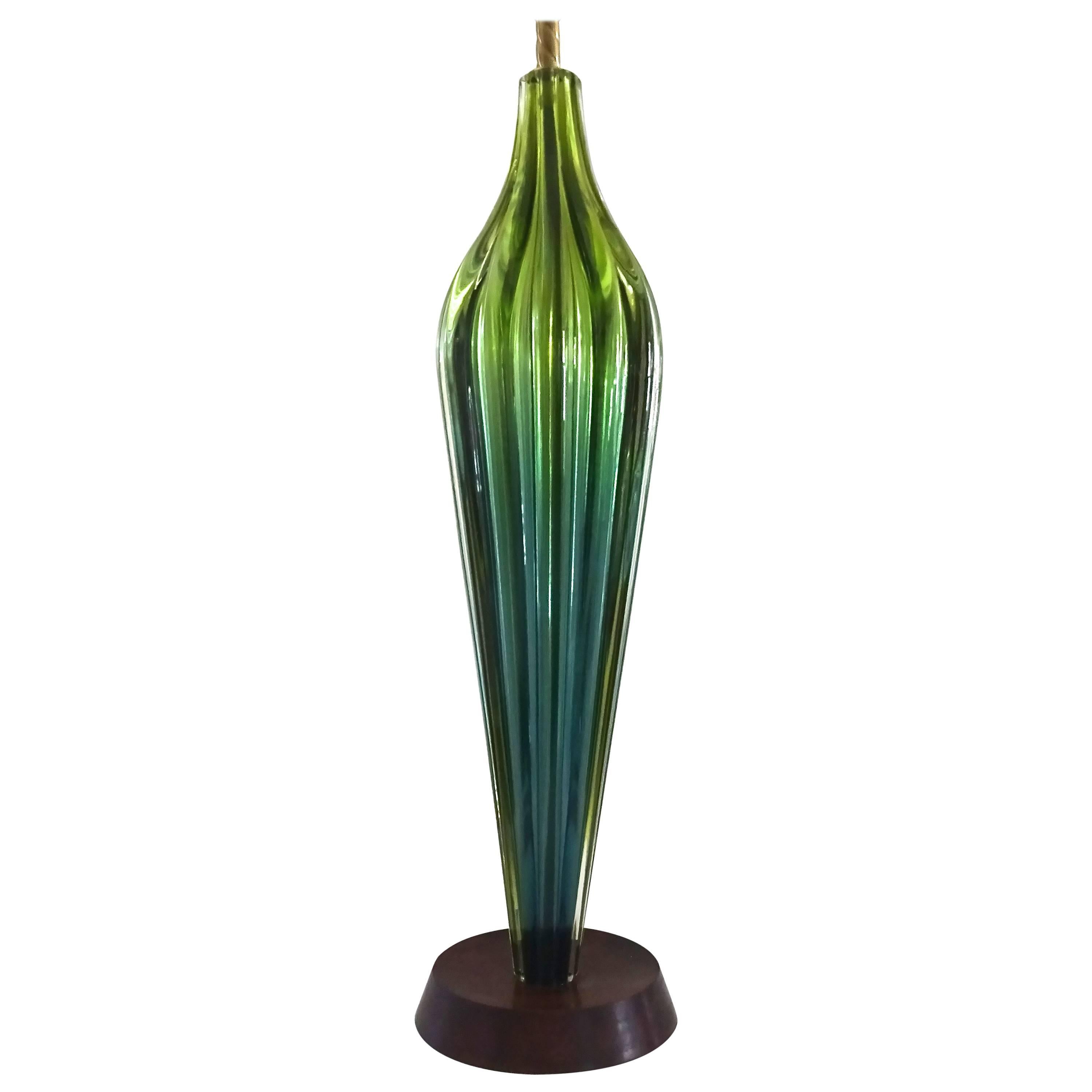 Stunning Tall 1950s Flavio Poli for Seguso Murano Art Glass Table Lamp