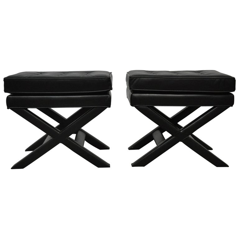 Black Leather XBase Stools For Sale at 1stDibs