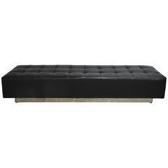 Black Leather Bench on Stainless Steel Base, circa 1970 9