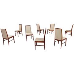 Set of 8 Skovby Danish Rosewood Upholstered High Back Dining Chairs