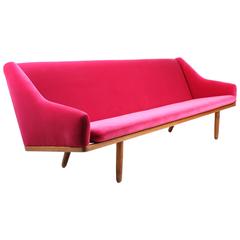 Elegant Four-Seat Fuchsia Velvet Sofa 10