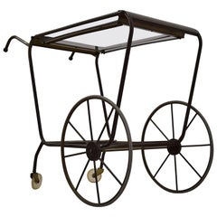 Chariot de service du milieu du siècle en laiton de la Maison Jansen