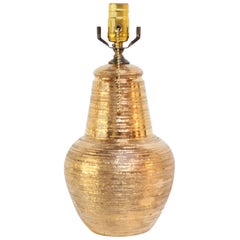 Italian Ceramic Table Lamp in Textured Gold Glaze