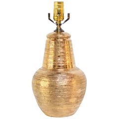 Italian Ceramic Table Lamp in Textured Gold Glaze 8