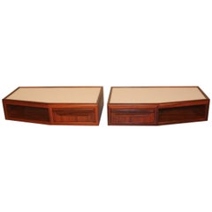 Italian Nightstands Wall Geometric Shapes MidCentury Rosewood Laminate White