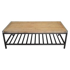 Coffee or Cocktail Table Made from Vintage Dutch Wood Warehouse Floor Panels