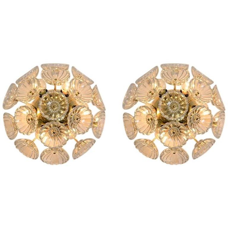 Set of Starbust Sputnik Glass Flower Wall Lights For Sale at 1stdibs