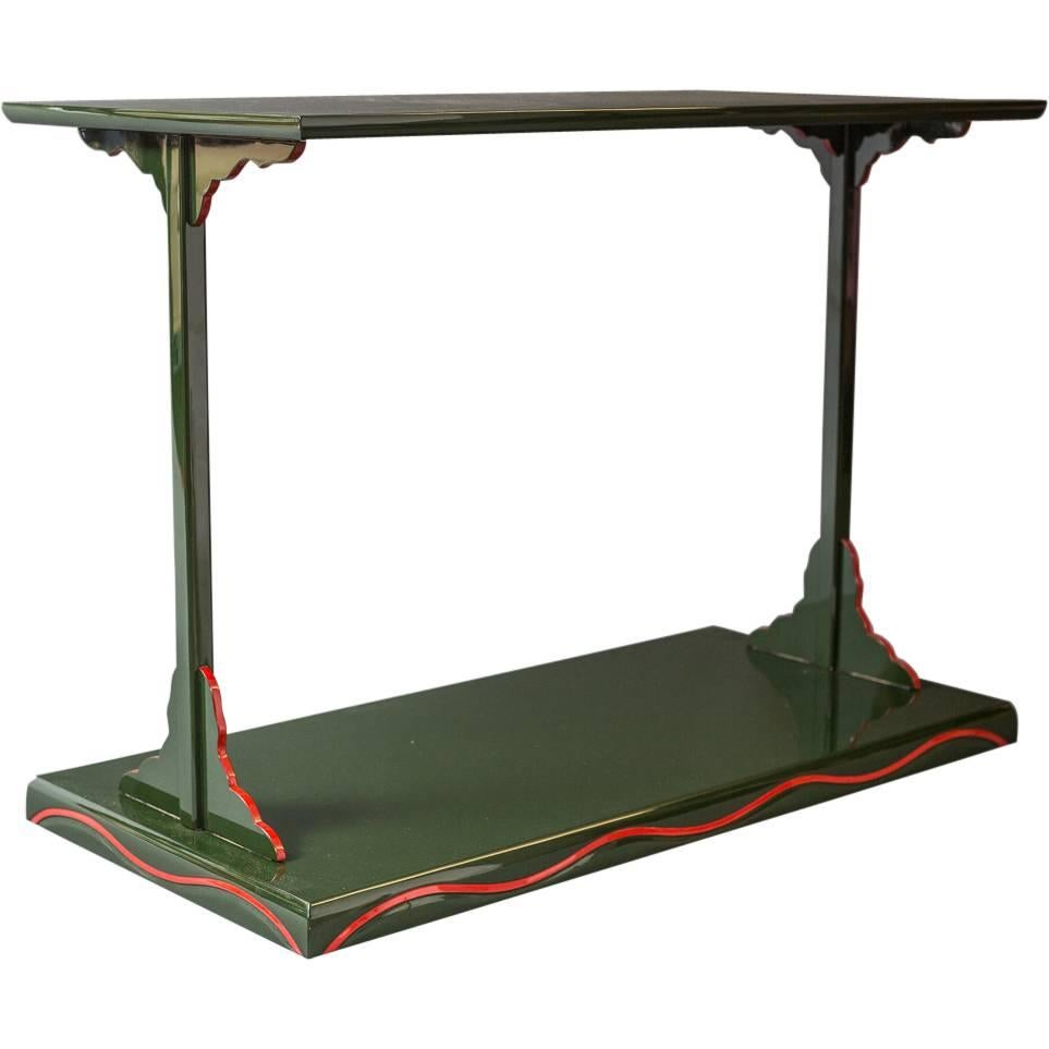 Green Lacquer Side Table For Sale