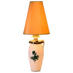Augarten Maria Theresia Green Rose Porcelain Lamp with Original Shade