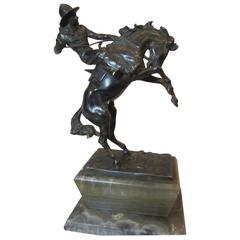 Spirited Bronze Figure of a Cowboy on a Bucking Bronco 12