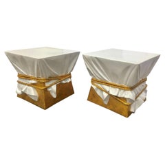 Sculptural Hollywood Regency Style Draped Rope Occasional Tables or Stools