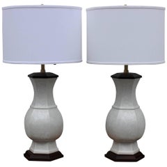 Pair of Blanc De Chine Table Lamps by Marbro