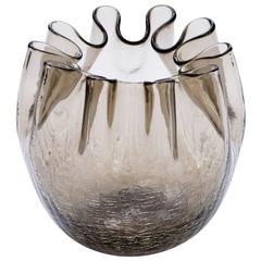Stunning Ribbon Vase with Crackle Glass Accents by Blenko