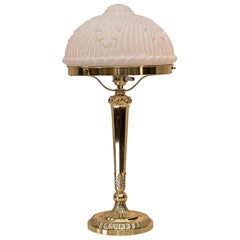 Historistic Table Lamp with Original Glass Shade