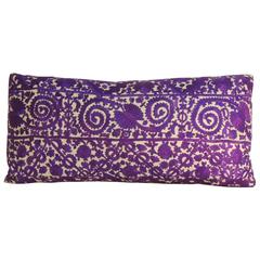 19th Century Purple Embroidered Moroccan Decorative Bolster Pillow