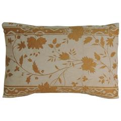 Vintage Fortuny Style Gold on Oyster Lumbar Decorative Pillow