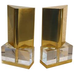 1980 Chapman Lucite and Brass Lamps in Working Order