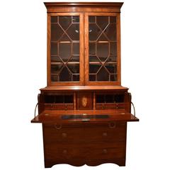 Antique Late Georgian Mahogany Secretaire Bookcase