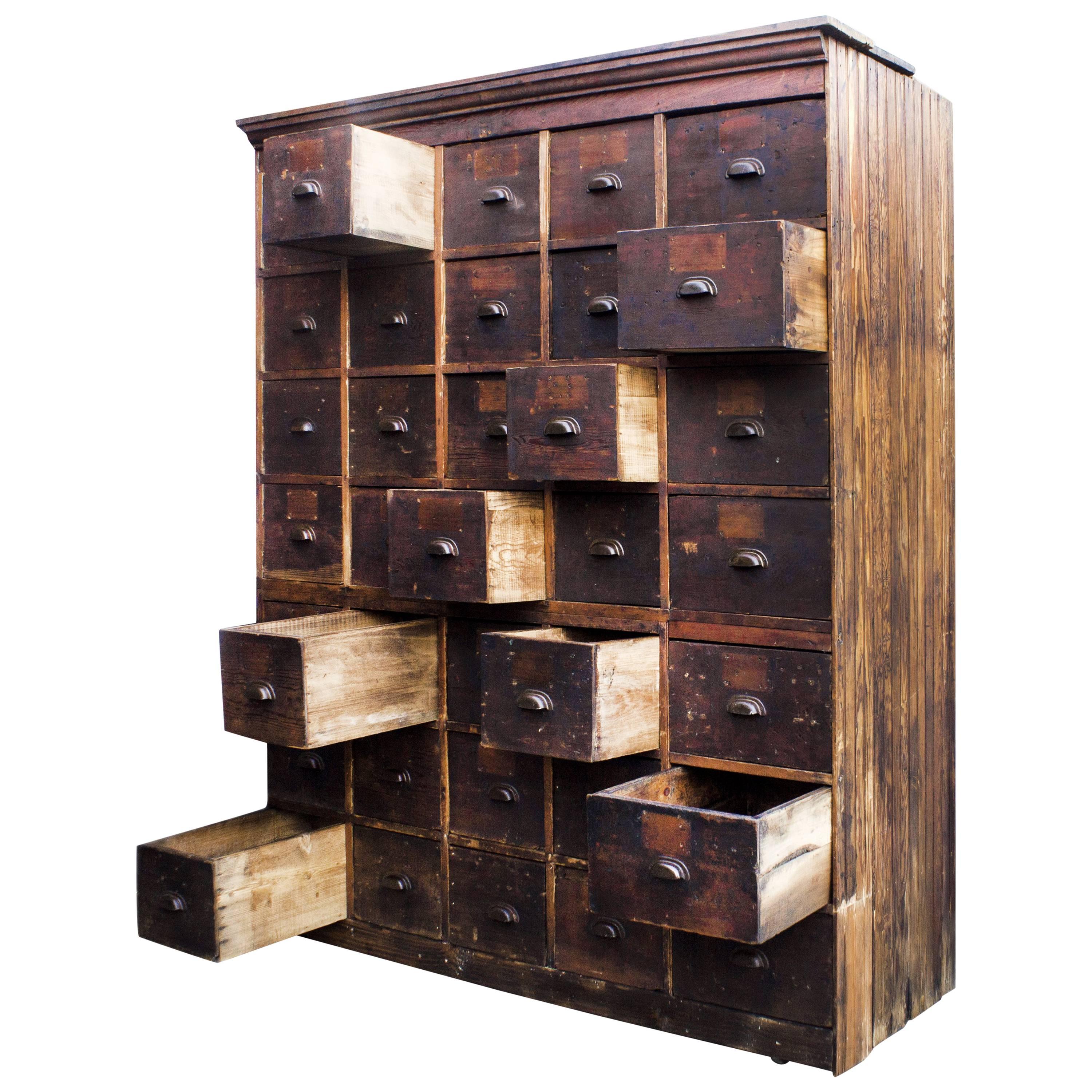 Large Antique Multi-Drawer Storage Cabinet, circa 1890s