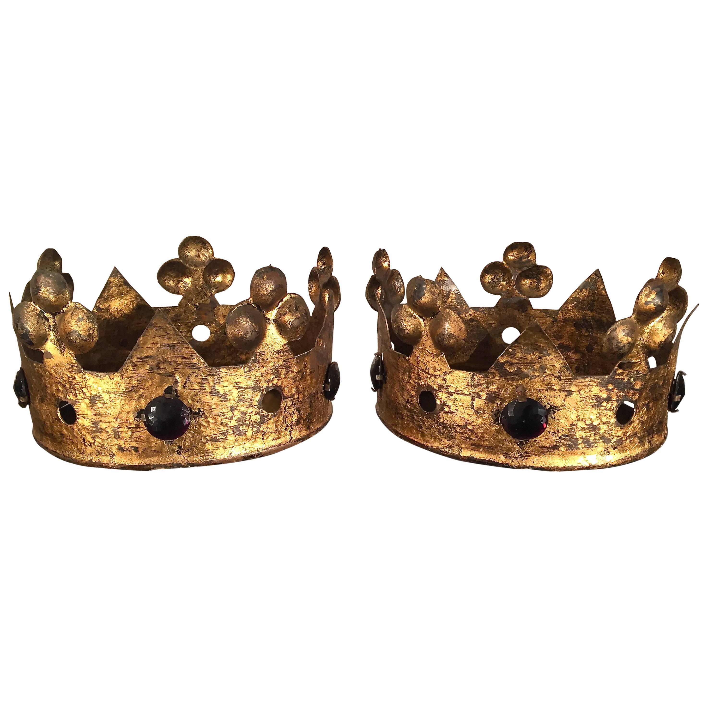Pair of Gilt Metal Crowns