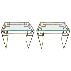 Pair of Gilt Metal Greek Key Console Tables