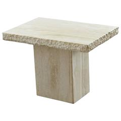 Maurice Villency Travertine Side Table with Sculpted Rough Edges