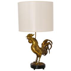 Retro Mid-Century Italian Brass Rooster Form Table Lamp