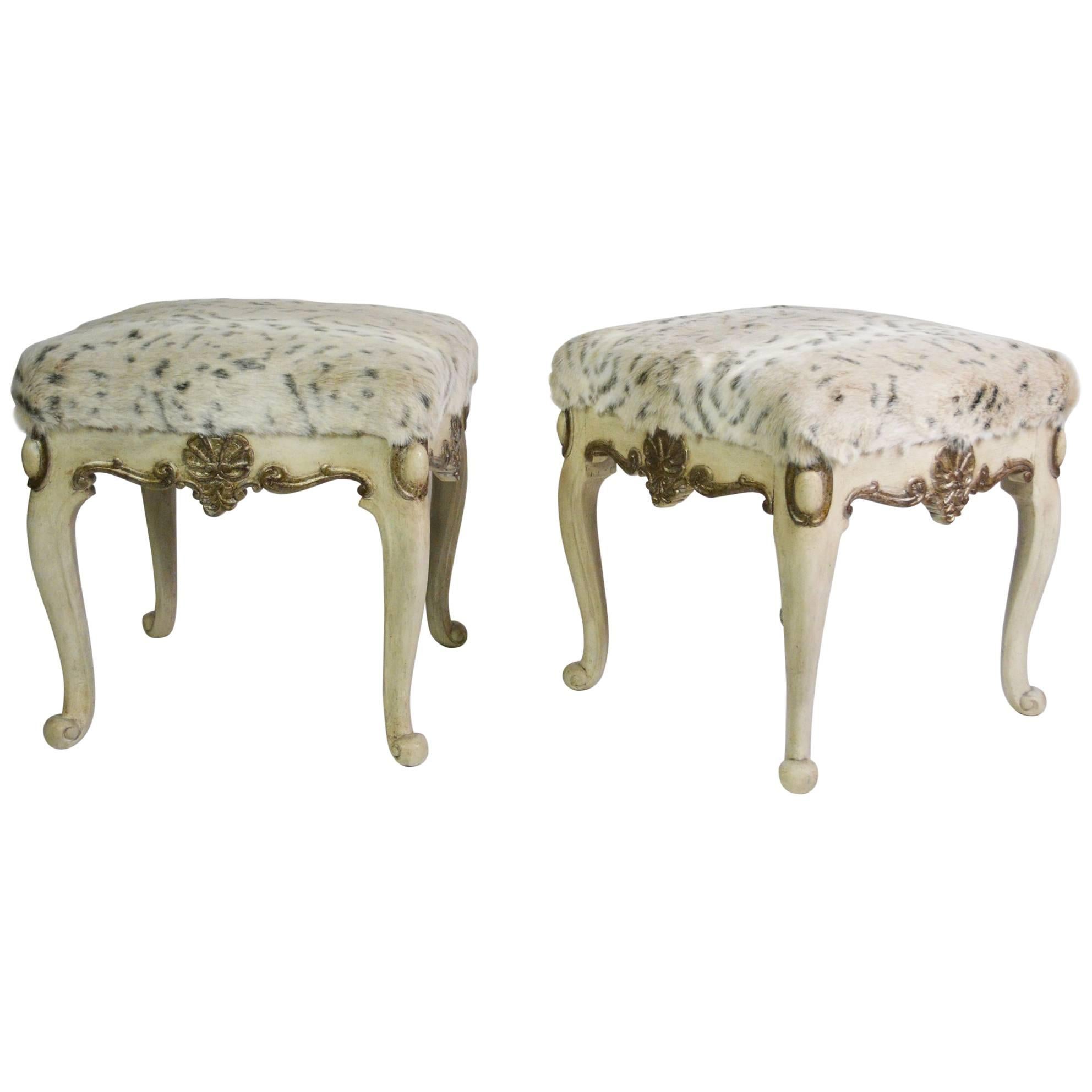 Pair of Chippendale Styled Stools 