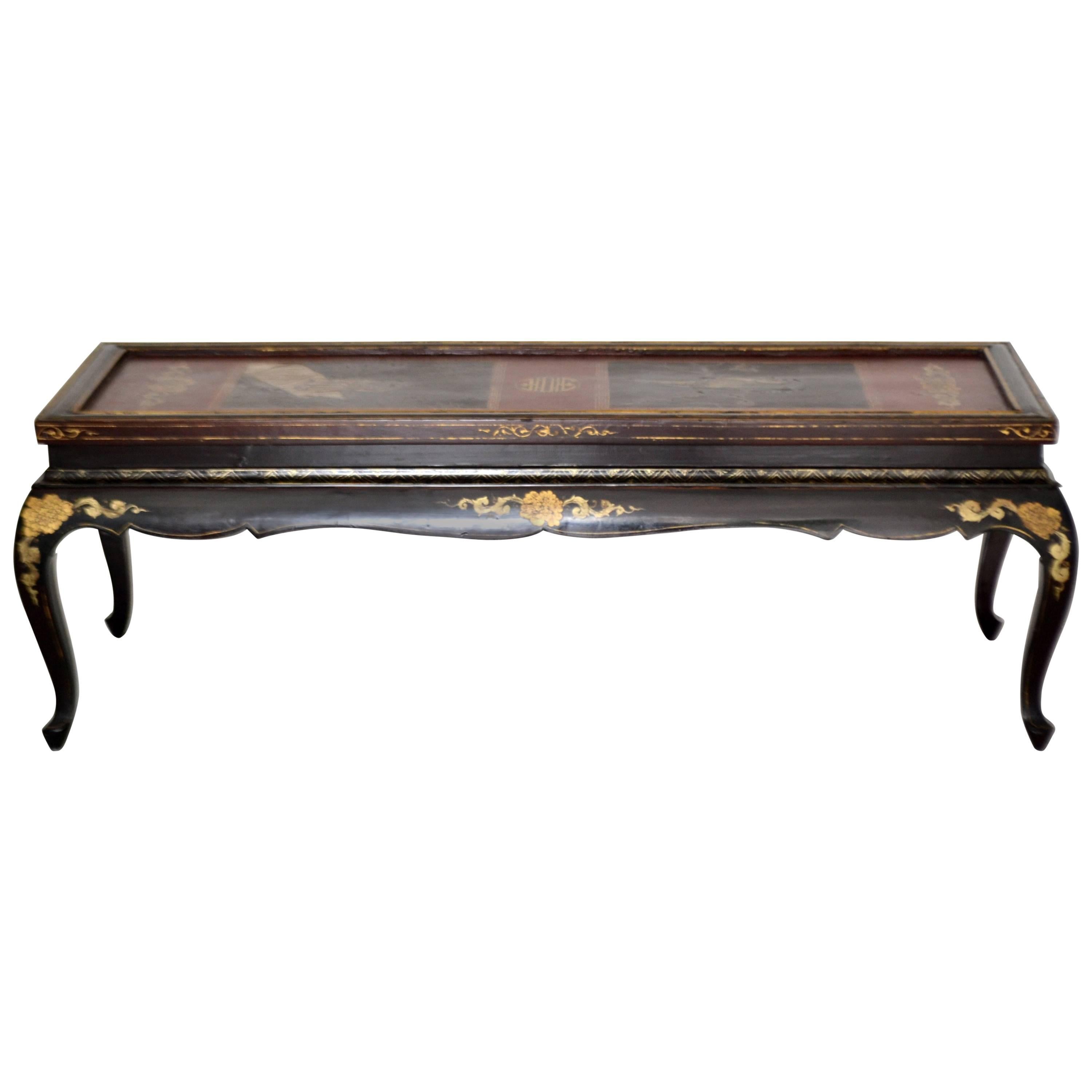 Hollywood Regency Lacquered Wood Cocktail Table For Sale
