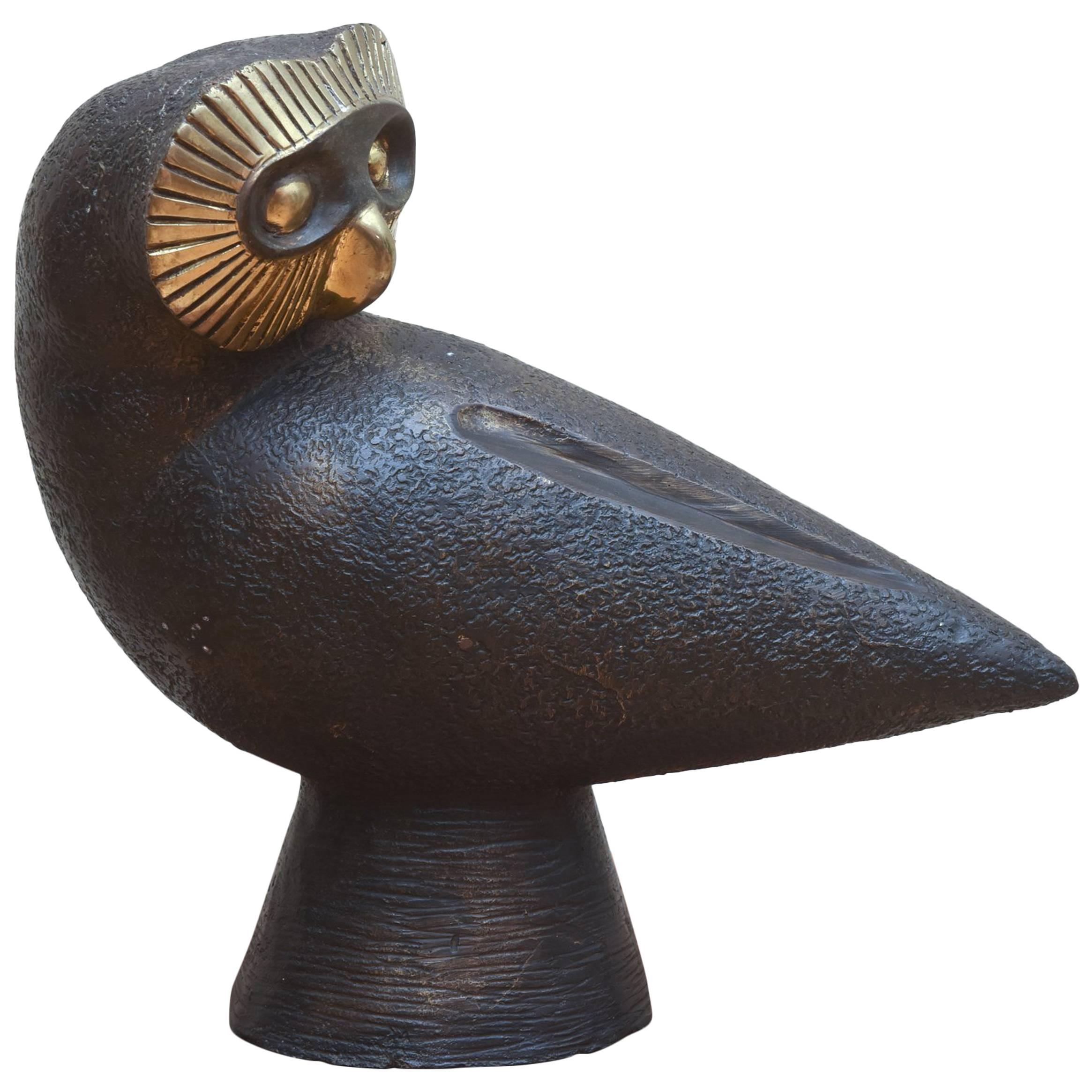 Mid-Century Modern Large Bronze Owl