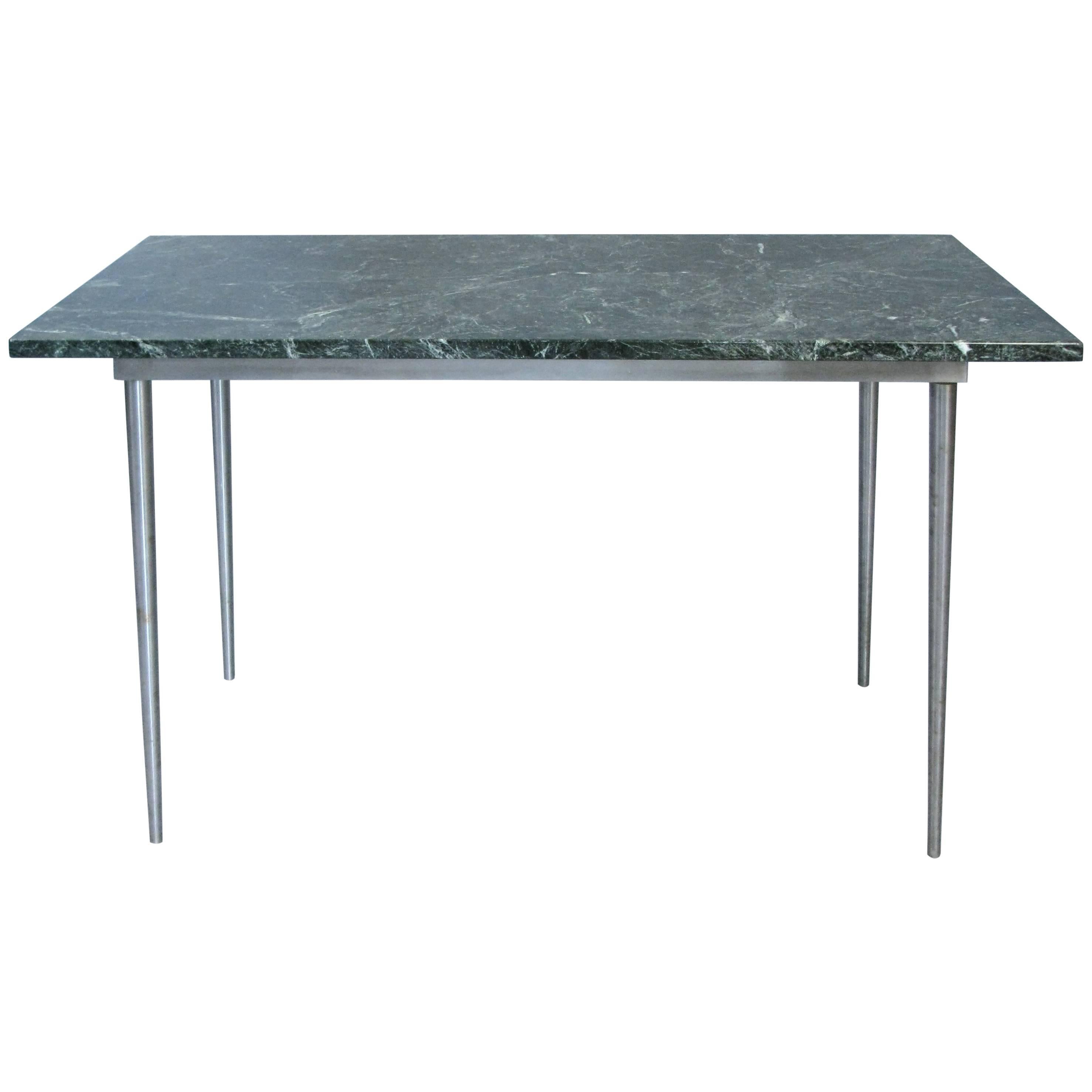 Vintage 1970s Steel and Marble Table For Sale