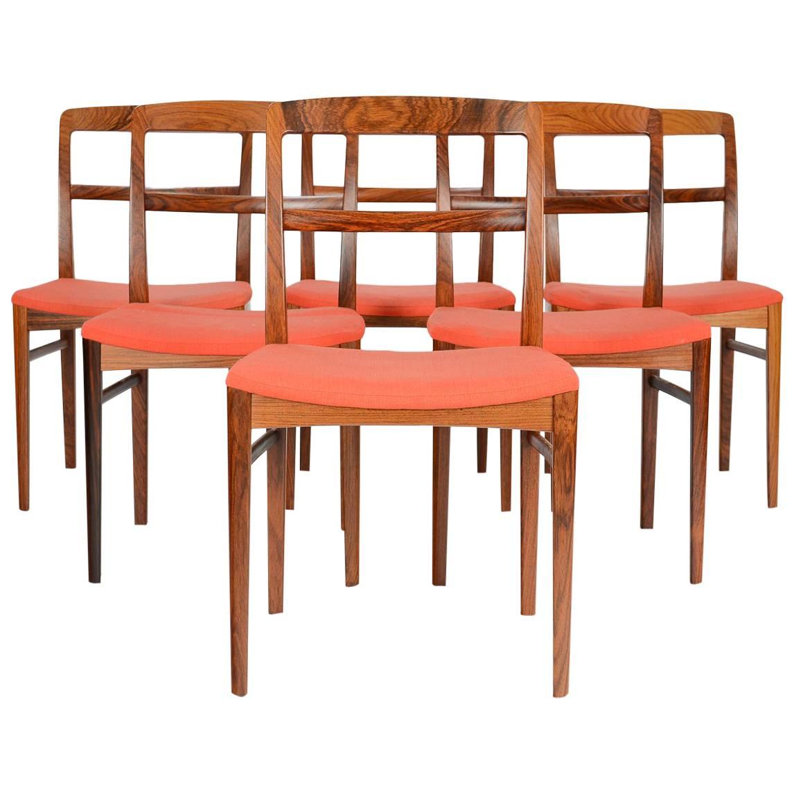 Distinctive Set of Six Rosewood Arne Vodder Dining Chair for Sibast Mobler