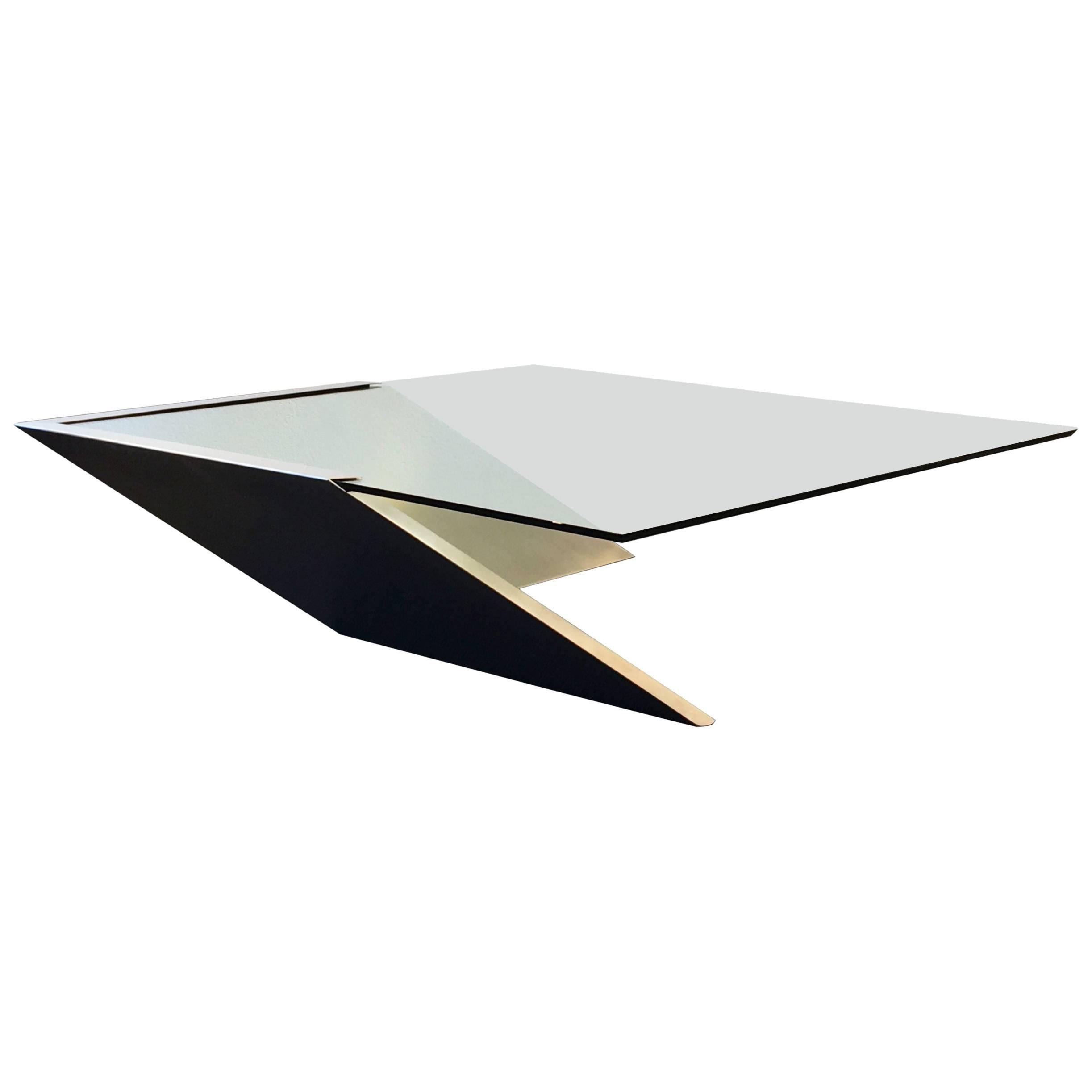 Brushed Stainless Steel and Glass Cocktail Table by Brueton