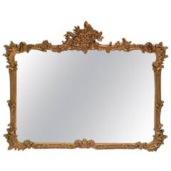 19th Century, Art Nouveau Gold Cared Ornate Gilt Wood Mirror 1