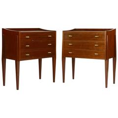 Finely Detailed and Refined Pair of Nightstands or End Tables by Frode Holm