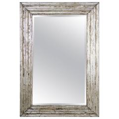 Italian Carved Wood Silvered Mirror with Glass Bevel Italian Carved Wood Silvered Mirror with Glass Bevel