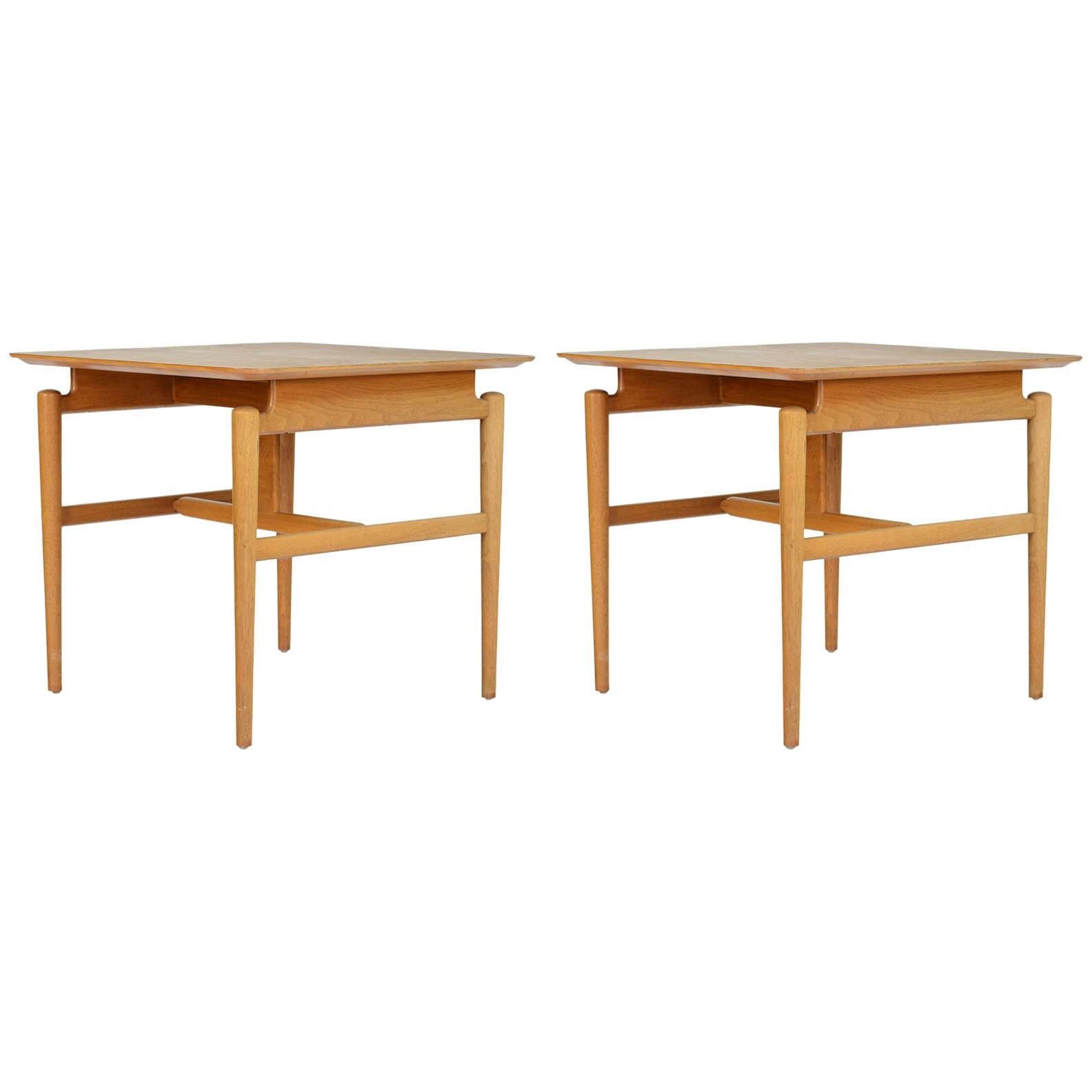 Rare Pair of Grand and Elegant Floating Top Side Tables by Finn Juhl for Baker