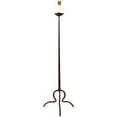 Retro 1960s French Golden Wrought Iron Floor Lamp