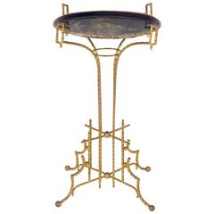 Antique Chinoiserie Side Table with Ormolu Base Imitating Bamboo
