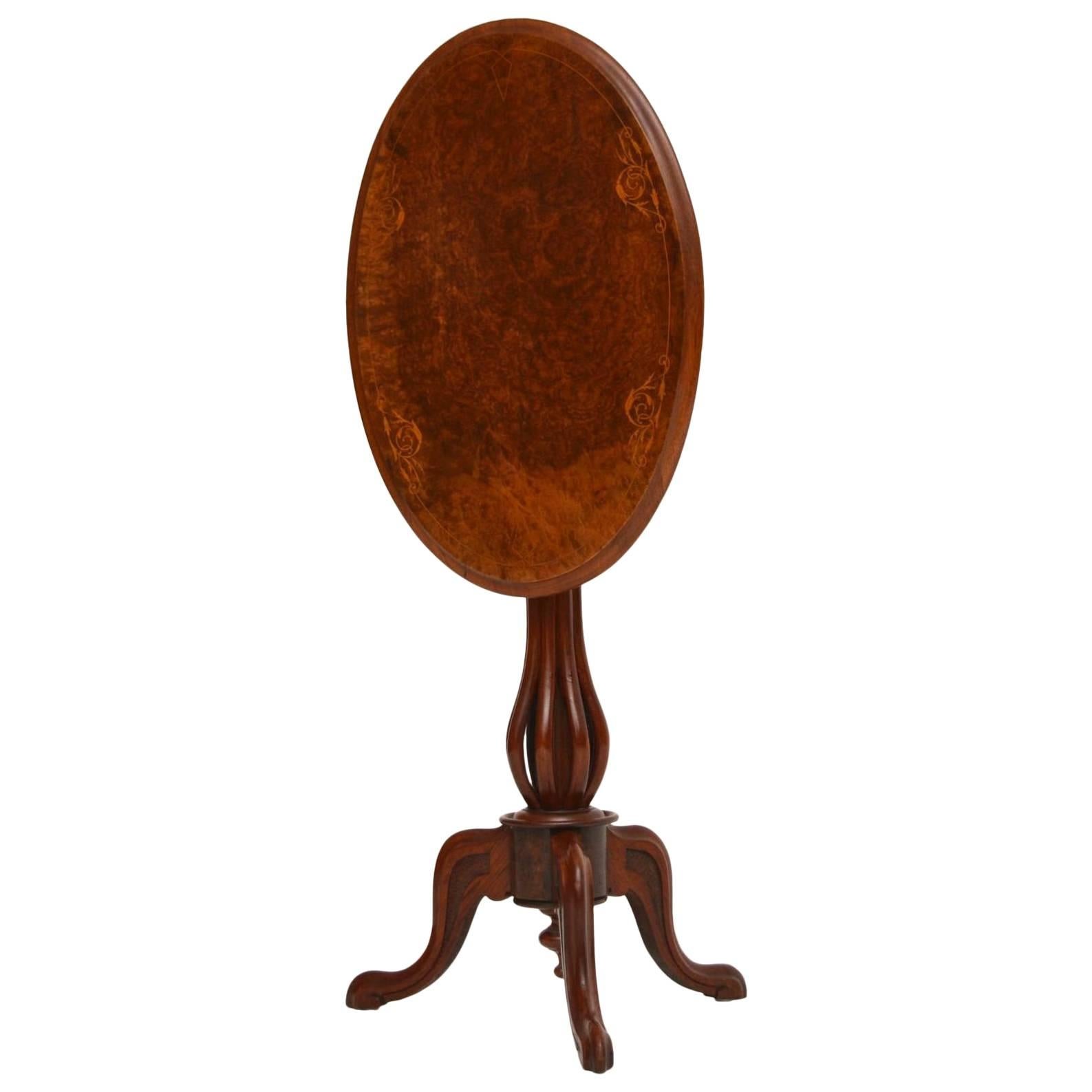Antique Victorian Burr Walnut Tilt-Top Table