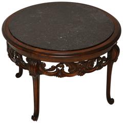 Antique Marble Top Walnut Coffee Table