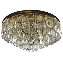 Teardrop Crystal Glass Flush Mount by Palwa, circa 1970s