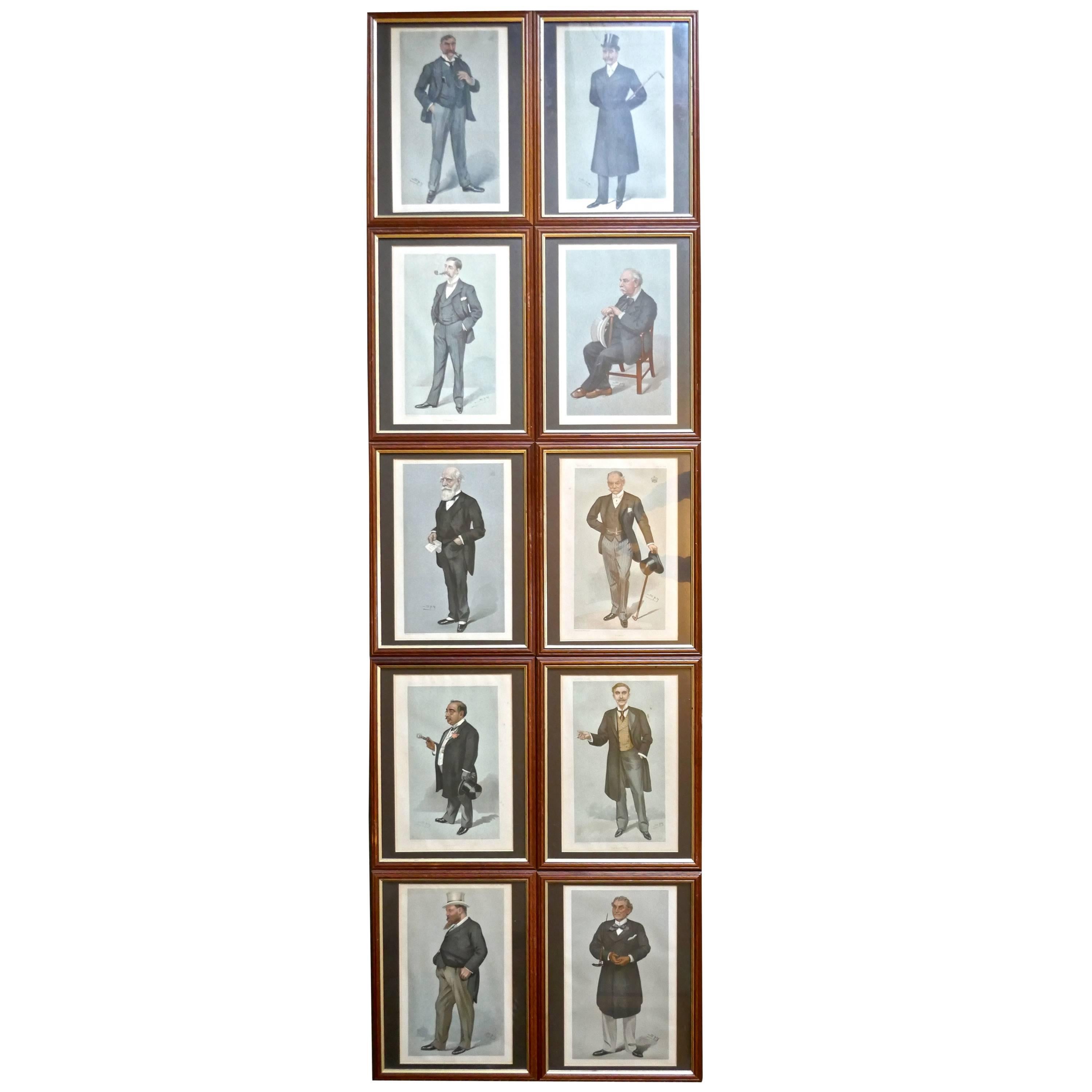 Collection of Ten 19th Century Framed “Spy Prints” from Vanity Fair