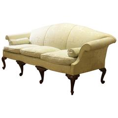George III Style Three-Seat Camel Back Sofa