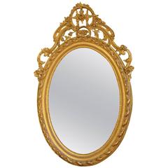 Large Oval Gilded Napoleon III Mirror