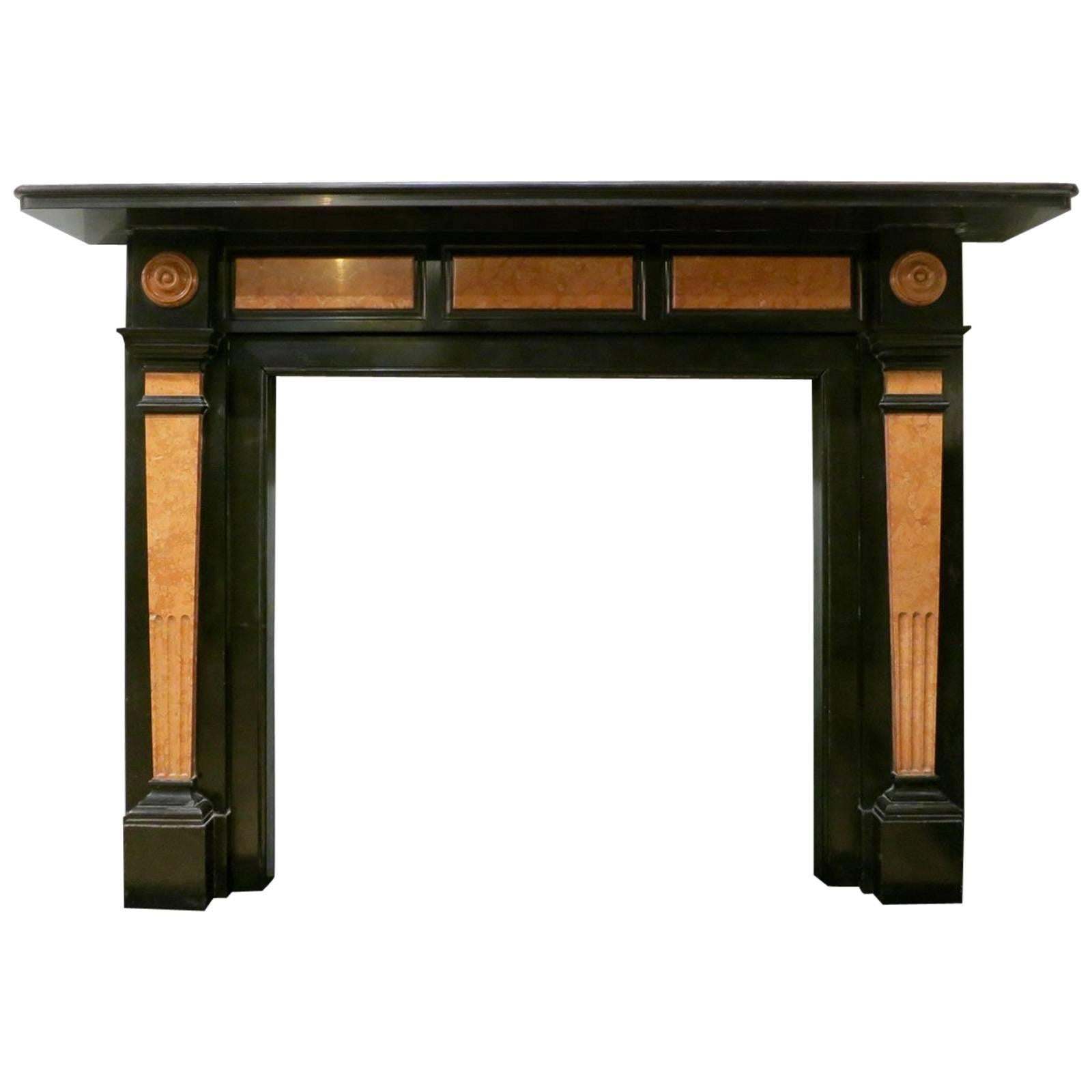 19th Century Belgian Black Marble English Fireplace Mantel For Sale