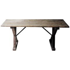 Attractive 19th Century English Bleached Oak and Stained Pine Tavern Table