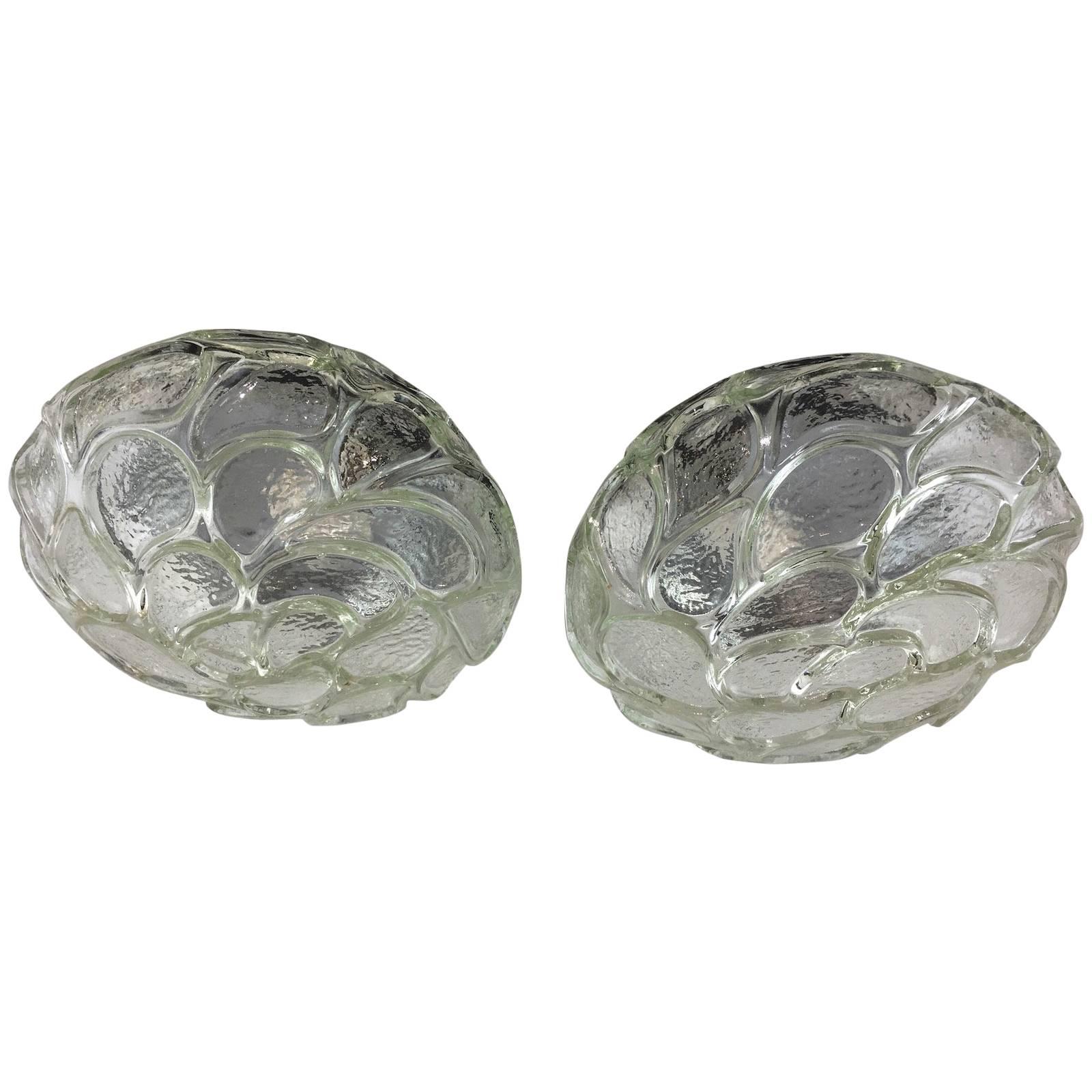 Pair of Paisley pattern Glass Flush Mount Limburg, Germany For Sale